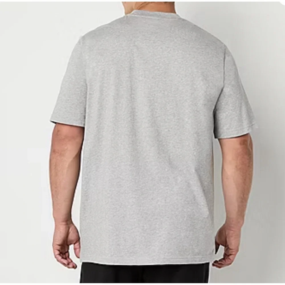 adidas Mens Crew Neck 3 Stripes Logo Big & Tall Graphic T-Shirt Size XLT Gray